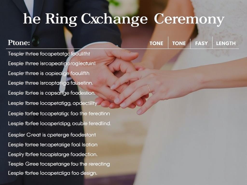     Die Ringwechselzeremonie: Texte und Ideen. Tabelle mit Textbeispielen nach Ton und Länge