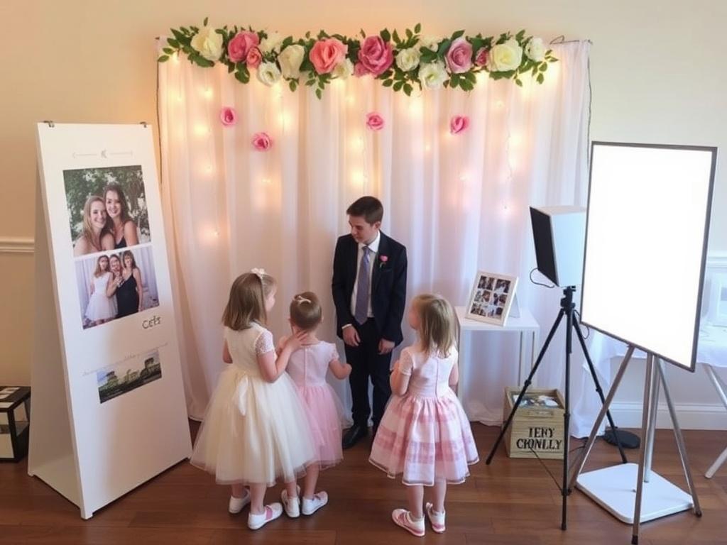     Kinder auf der Hochzeit: Beschäftigungsideen. Fotoecke und Mini-Fotostudio