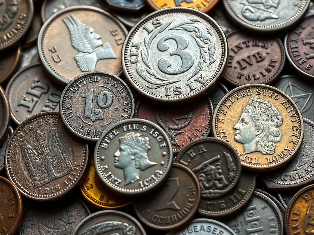 checking the value of old coins checking the value of old coinsфото